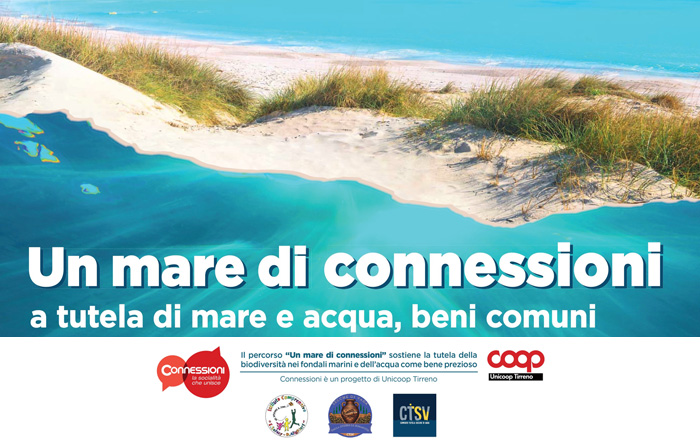 anteprima volantino un mare di connessioni a tutela di mare e acqua, beni comuni